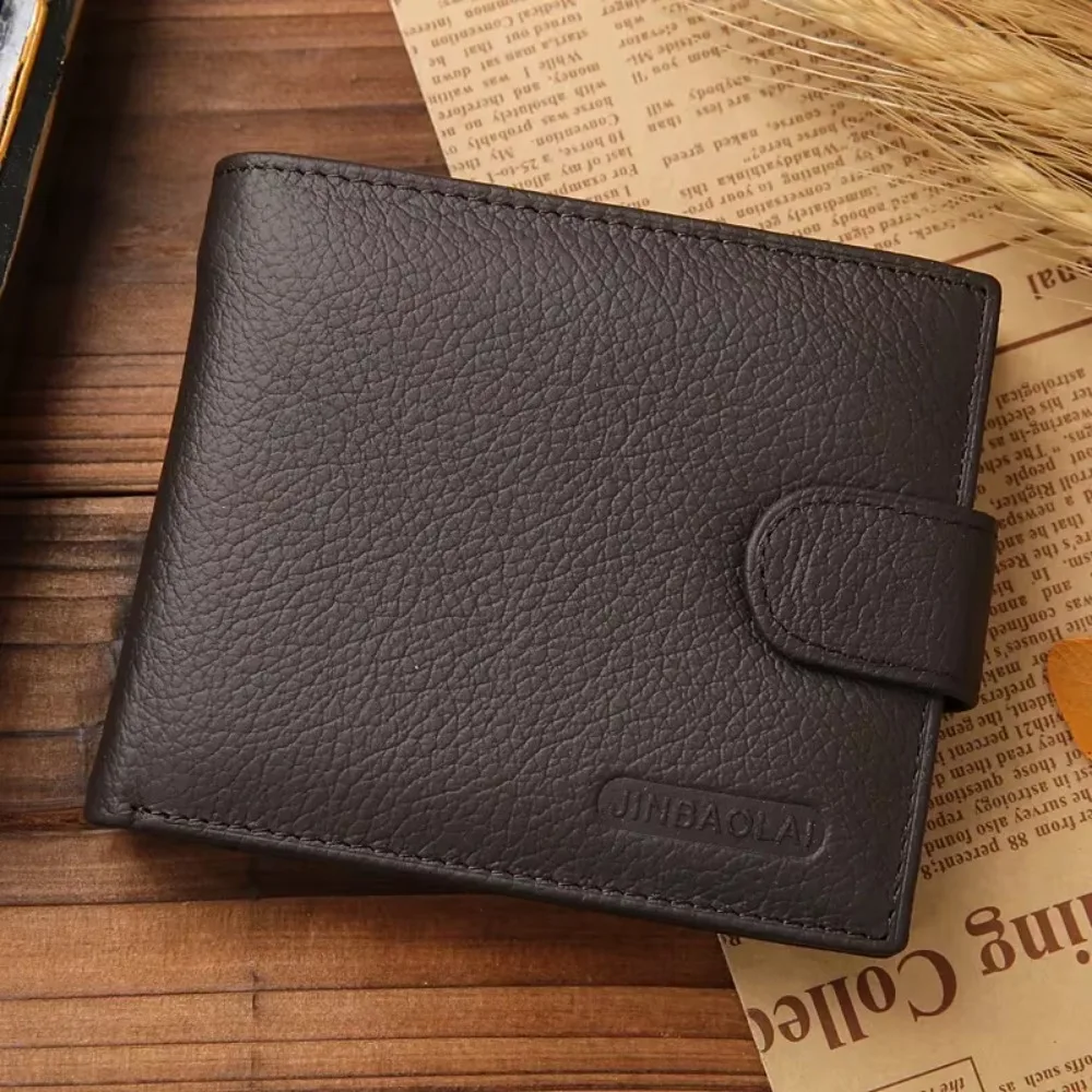 Genuine Leather Mens Wallet Premium Product Real Cowhide Wallets For Man Short Black Walet Portefeuille Homme Short Purses 6