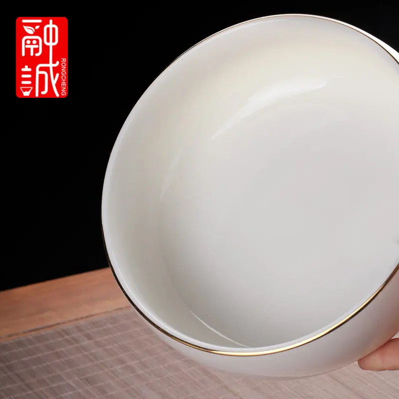 HVV 프리미엄 화이트 도자기 차 세척 브러쉬 워시 컵 대형 중국식 가정용 차 세트 세척통