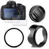 UV Filter Bayonet Lens Hood Cap + 2x Glass Screen Protector for Canon EOS 200D II 250D Rebel SL2 SL3 800D T7i 18-55mm STM Lens 1
