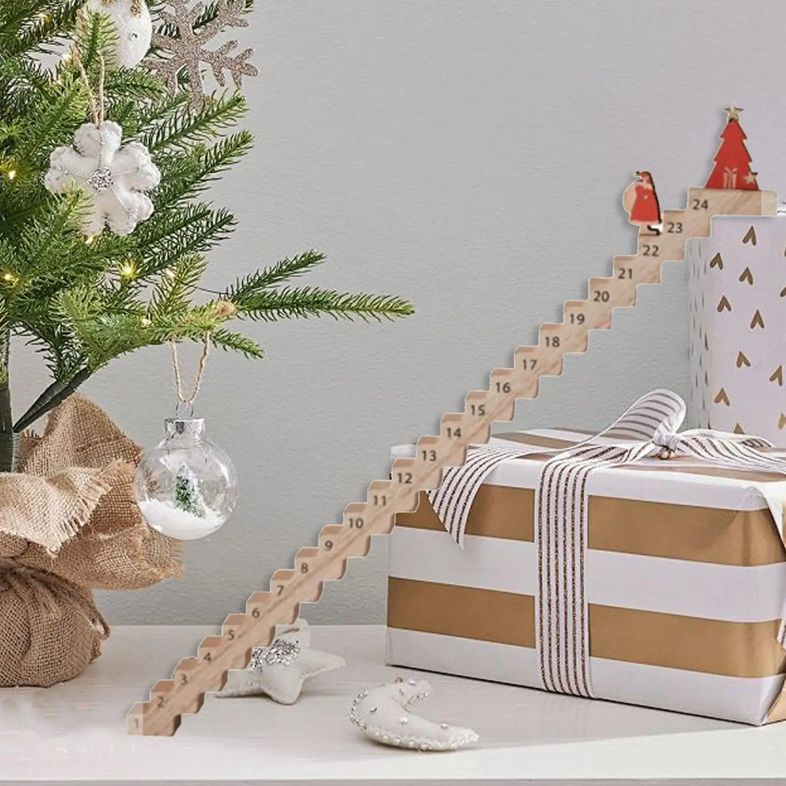 Countdown to Christmas Calendar Santa Sign Countdown Calendar Home Decoration Desk Sign Wooden Santa Climbing Stairs Party decor