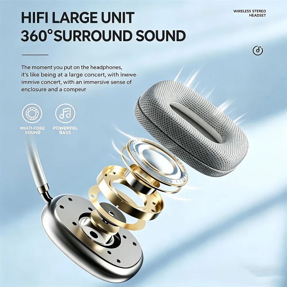 Casque audio sans fil KEBIDUMEI Bluetooth 5.3 avec écran couleur, réduction de bruit active, stéréo Hi-Fi, radio FM et prise auxiliaire 3,5 mm._voghion.com