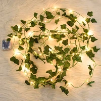 2M-10M Flower Green Leaf String Lights Artificial Ivy Vine Fairy Light Wedding Party Decoration Christmas Home Room Wall Plant 5