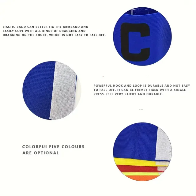 1 captain's armband Football Match Velcro armband Elastic Match armband wrapped C logo 5
