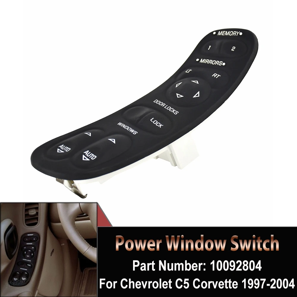 

Front Left Driver Side Master Power Window Switch For Chevy Corvette C5 1997-2004 Window Switch Replaces 10092804 Car Styling