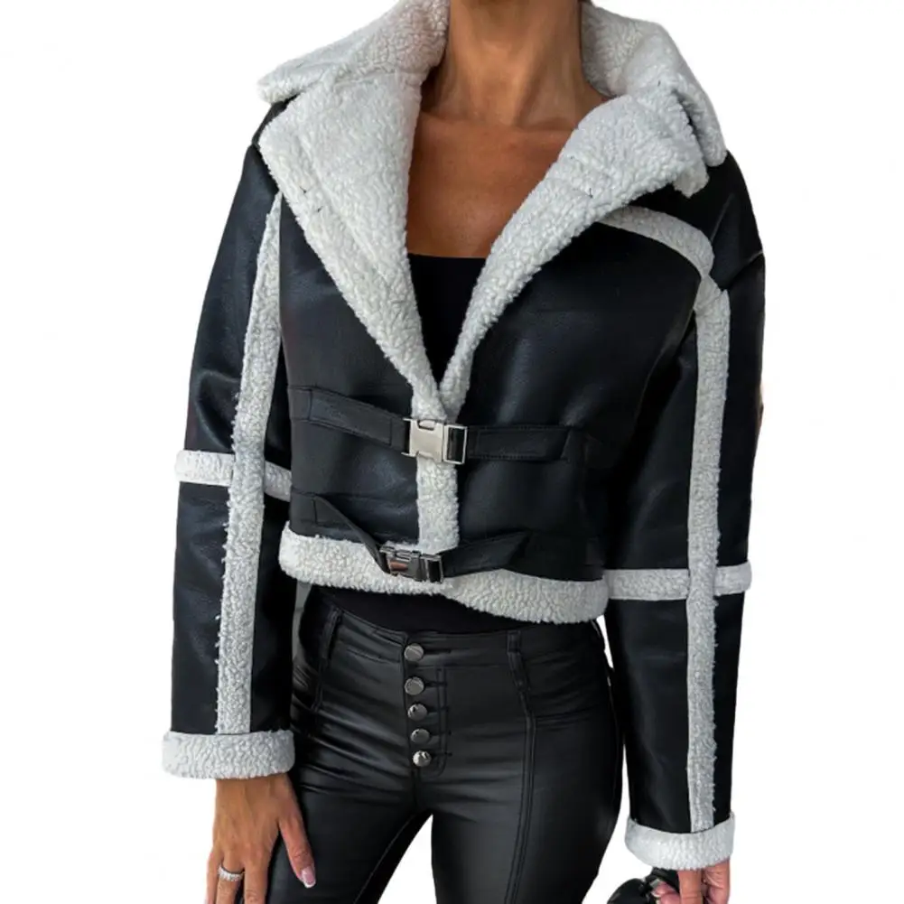 

Soft Comfortable Women Jacket for Autumn Winter Wear Vintage Motorcycle Outerwear Women's Faux Leather for Indoor for Winter