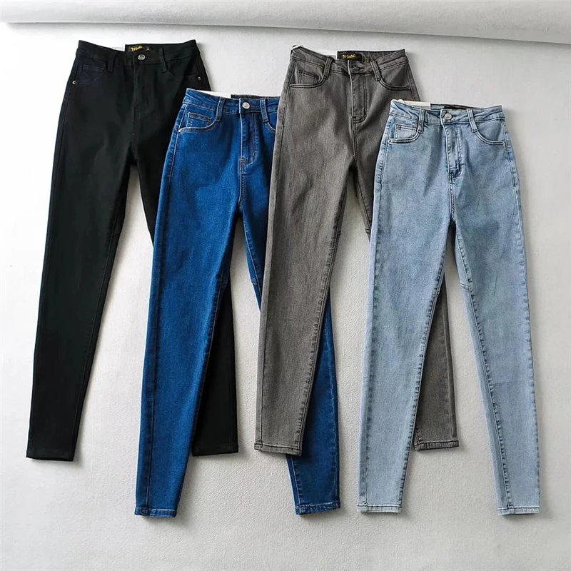 Women's Jeans High Waist Stretch Skinny Denim Trousers 2022 Blue Retro  Washed Fashion Sexy Elastic Slim Pencil Pants