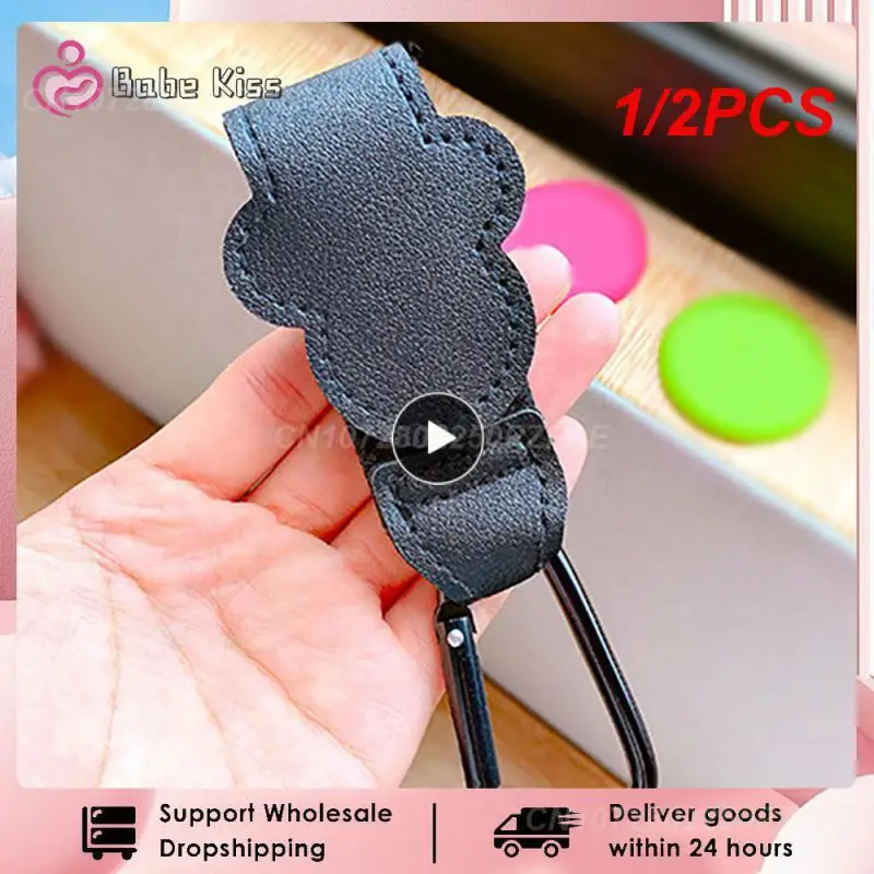 

1/2PCS Leather Baby Bag Stroller Hook Pram Shopping Cart Organizer Drop-proof Diaper Bag Holder Newborn Accessories