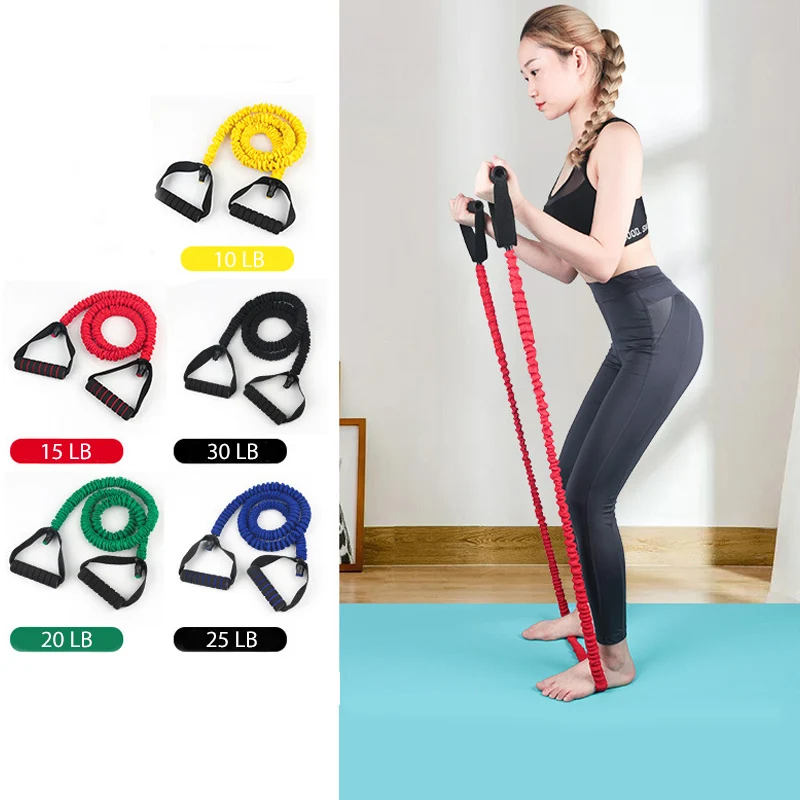 

Yoga Pull Rope Elastic Resistance Bands Rope Rubber Bands Fitness Equipment Exercise Tube Workout Straight-line Puller 10-30 LBS