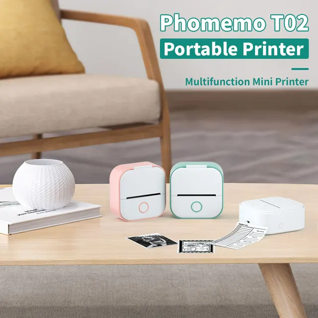 IMPRIMANTE,Pink D--Phomemo T02 Mini imprimante de poche thermique sans fil,  autocollants auto adhésifs à utiliser pour le bricolage, - Cdiscount  Informatique