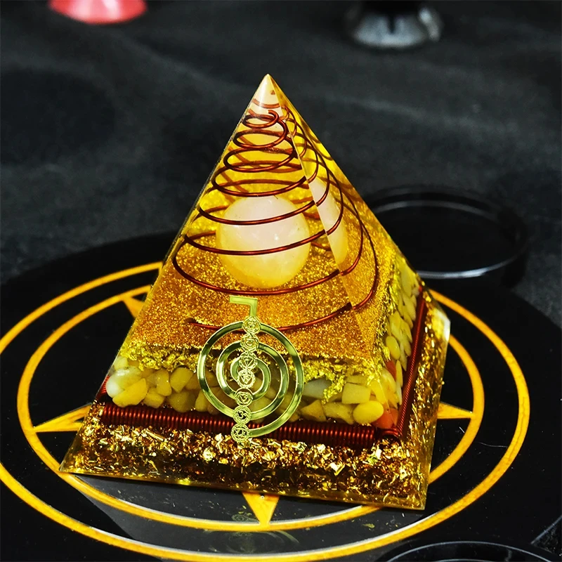 Orgonite Pyramid For Meditation Yoga Healing Crystal Sphere Orgonite Energy Generator Spirit Orgone Pyramid For EMF Protection