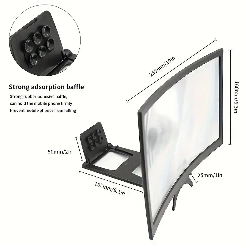 Desktop Lazy 3D HD Video Magnifier Stand iPhone 16 15 14 Pro Max Huawei Xiaomi Samsung ABS Mobile Phone Screen Amplifier phone screen amplifier