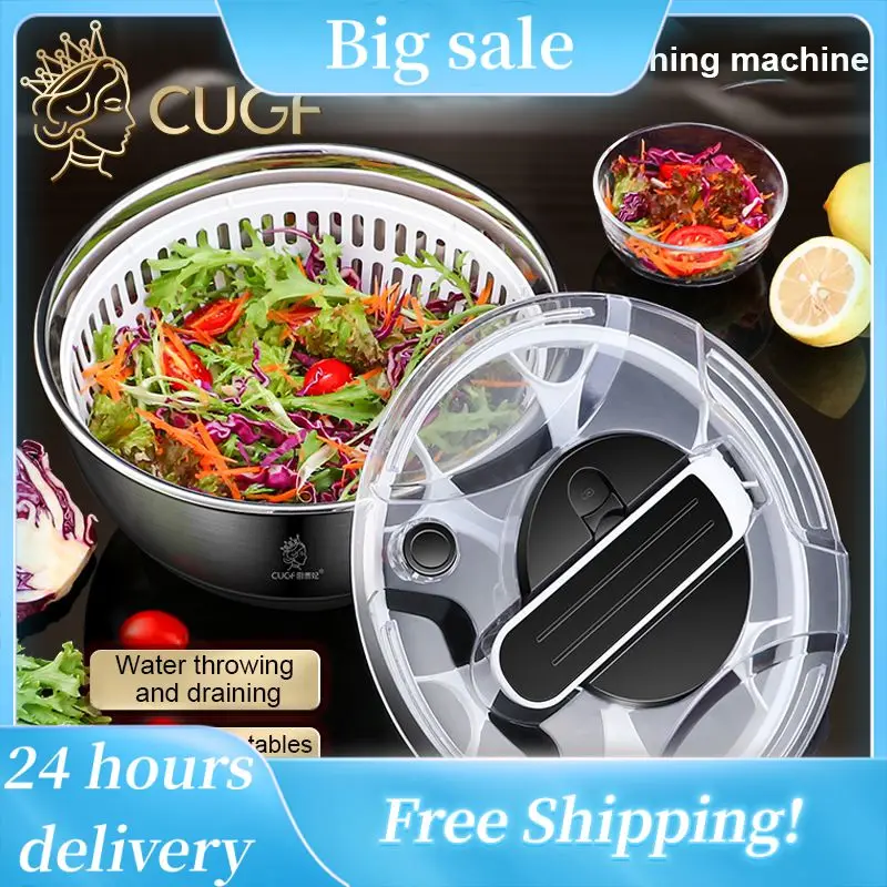 

Vegetable Dryer Stainless Steel Fruit Salad Drainer Spinner Vegetables Crisper Strainer Centrifuge Kitchen Accesosries