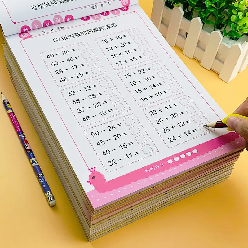 Handwriting 80 Pages / Book of Children's Addition and Subtraction Learning Mathematics Chinese Character Strokes Exercise Books 6