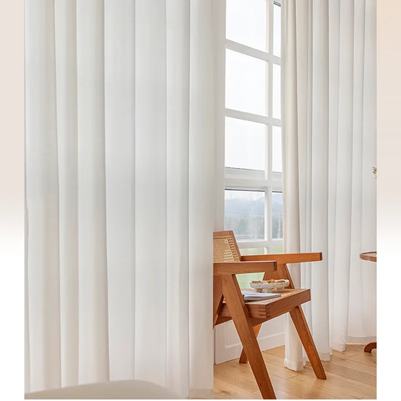 Velcro Thick Dense Soft Tulle Silk Like Sheer Curtains For Living Room Bedroom Window Voiles S Folds Kitchen Drapes Cream White sheer curtains,window curtains,decor curtains,light filtering curtains