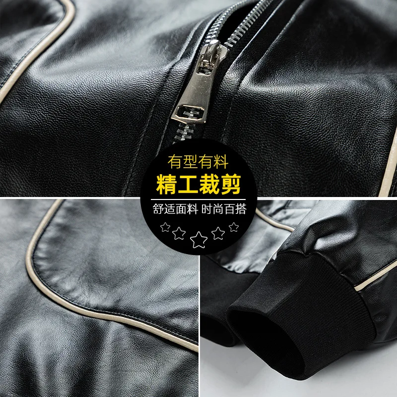 Men's Motorcycle Leather Jacket 2024 Autumn Fashion Classic Pocket Lapel Slim Fit PU Coat Street Windproof Men's Leather Jacket