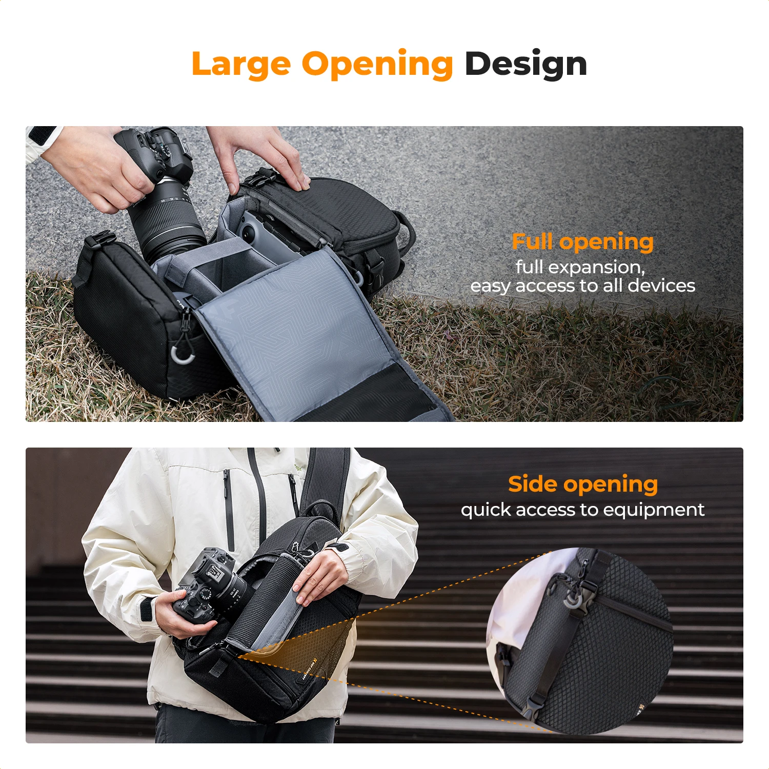 ULANZI Sac Pour Appareil Photo, 15L, Sac à Dos Pour Appareil Photo Avec Système De Port à 3 Points, Sacoche Appareil Photo Professionnelle Et étanche, Sac Photo Bandoulière Unisexe Pour DSLR/SLR - 11