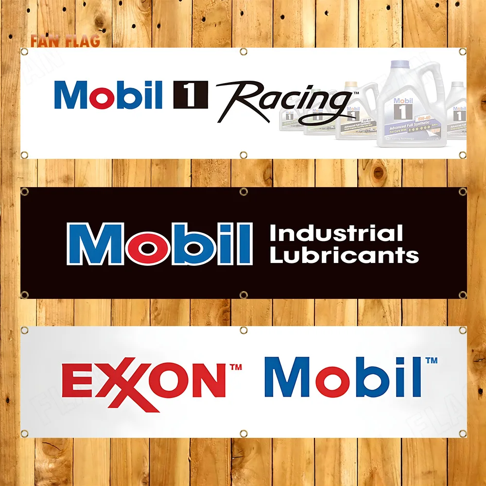 60X240cm Mobil 1 ExxonMobil Motor Oil Flag Motoring Workshop Garage Car Banners Tapestry Flag Garage or Outdoor For Decoration