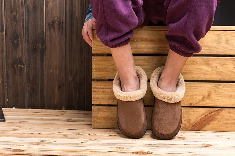 Men Winter Warm Fur Slippers House Non-Slip Soft Shoes Men Comfort Flat Heel Slides Home Indoor Bedroom Zapatillas Casa Mujer