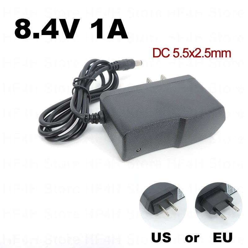 8.4V 1A 2A    ġ , DC 5.5x2.5mm  ÷, 帱 ̹ ũ ̹ 18650 Ƭ ͸ B4