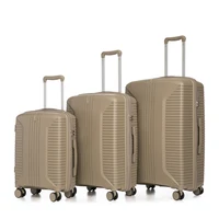 Ensemble de bagages en PP 3 pièces Champagne 20/24/28 pouces, poignée latérale, crochet et pieds, serrure à combinaison intégrée 1