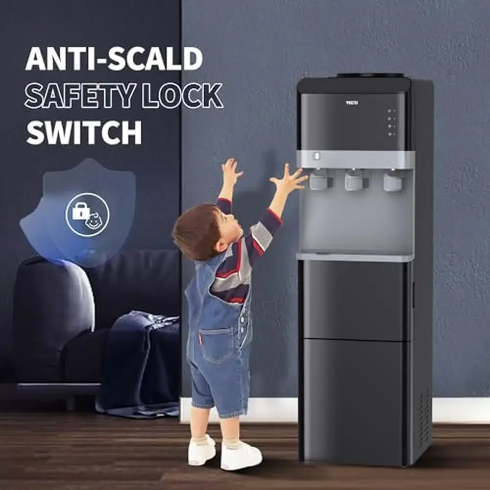 Ice Maker Water Dispenser 27LBS Daily Output Hot Cold Water Supply Child Safety Lock 3-in-1 Functionality Efficient Compressor 5
