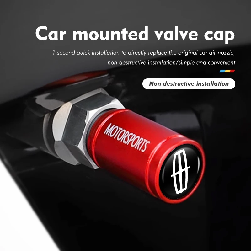 4pcs Car Aluminum Wheel Tire Valve Caps Tyre Rim Stem Covers For Lincoln Mondeo MKC MKZ MKX MKT Aviator Navigator