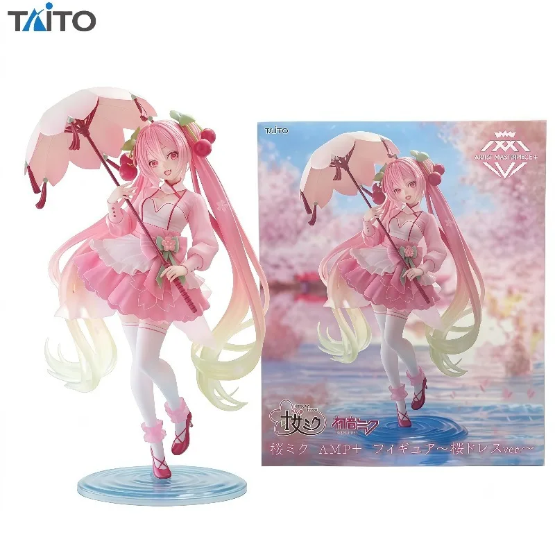 Auf Lager 100% Original TAITO AMP+ Hatsune Miku Sakura Miku Sakura Kleid Version 21cm Anime-Figur Sammlerstück Desktop-Dekoration Geschenk