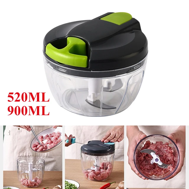 520ml/900ml Manual Food Processor Vegetable Chopper Hand Pull