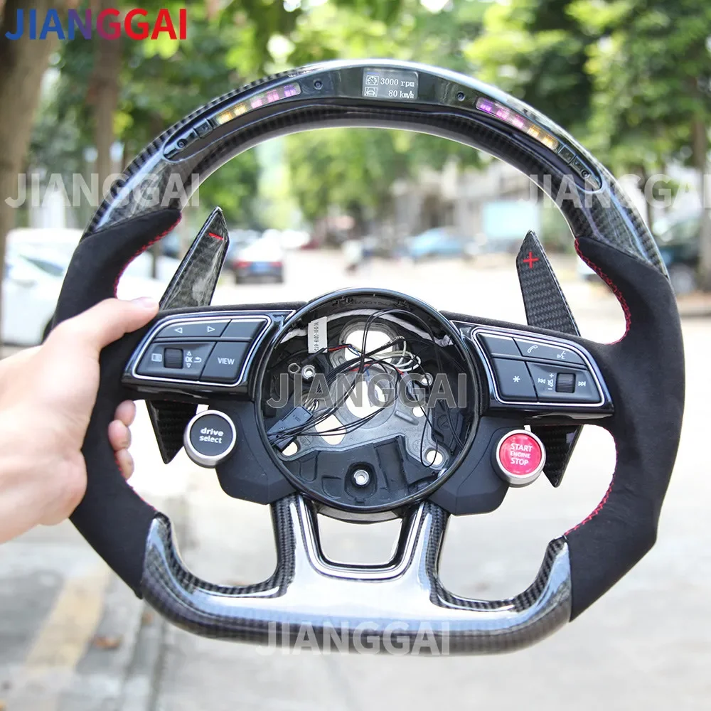 Carbon Fiber Steering Wheel For Audi S3 A3 S4 RS3 RS5 RS4 S5 A4 A5 RS3 B9 17-21 Customized Racing Steering Wheel Car Accessories