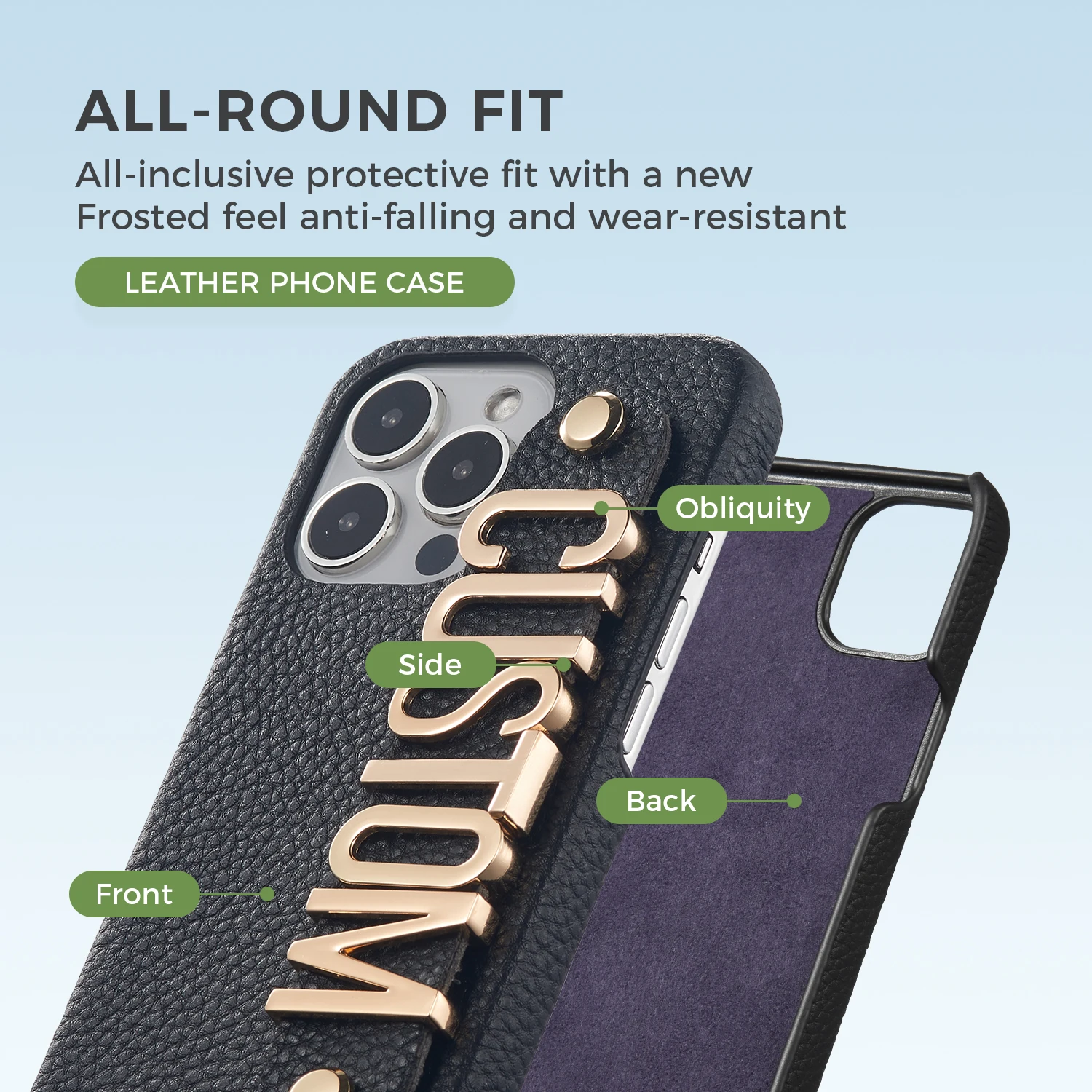 Tomocomo Personalized Leather Phone Case Custom Name Luxury Cover Metal Letters iPhone 15 14 13 12 11Pro Max 14 15Plus