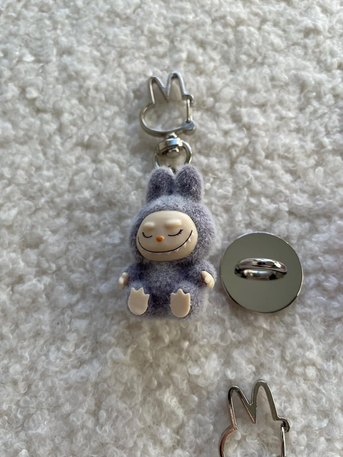 Labubu Keycharm Sticky Mini Rabbit Clasp Popmart stitch keychains anime keychain mobile phone keychain phone keychain key chains rabbit fur keychain key chain accessories car pendant key chain