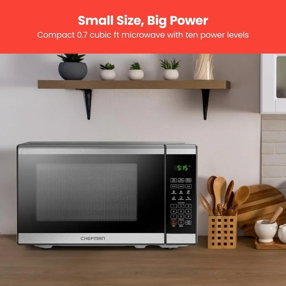 Desktop microwave oven 0.7 cubic feet stainless steel microwave oven 700 watts, with 10 power levels and mute function 4
