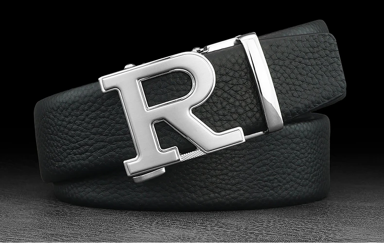 Luxury designer belts men R letter Automatic Buckle high quality grain leather fashion young men brand cintos masculinosZ276