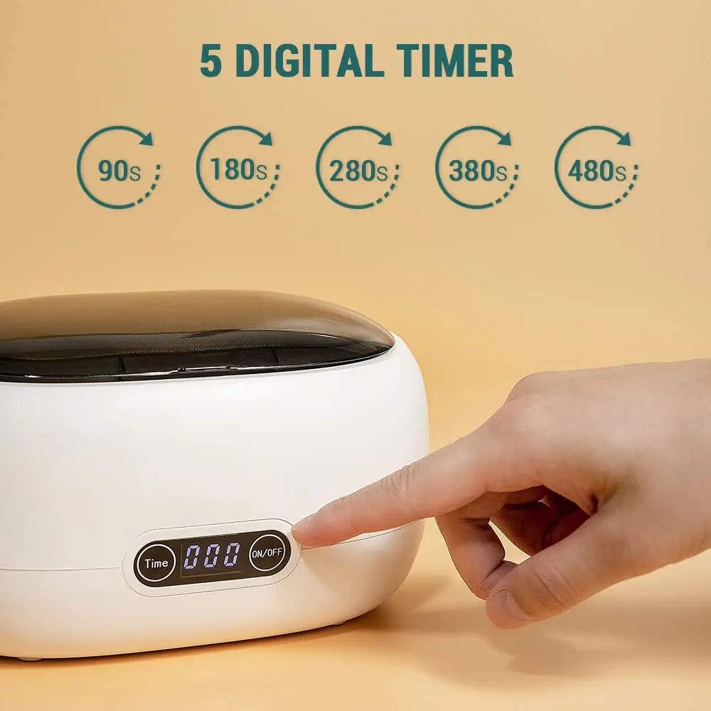 NEW Ultrasonic Jewelry Cleaner 600ml 35W Ultrasound Bath with Timer 45kHz for Eyeglasses Watches Rings Necklaces Coins Dentures
