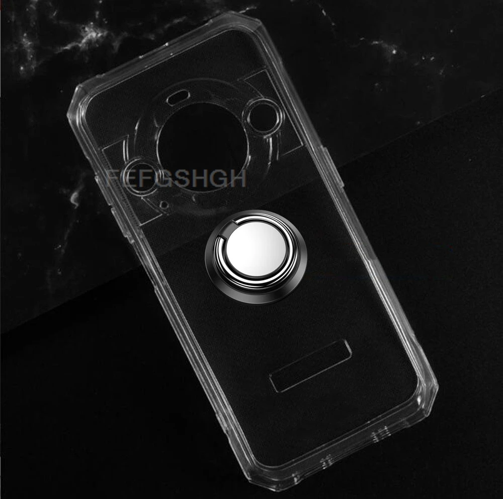 Premium Ring Holder Bracket Phone Cover - Black Silicone TPU Case