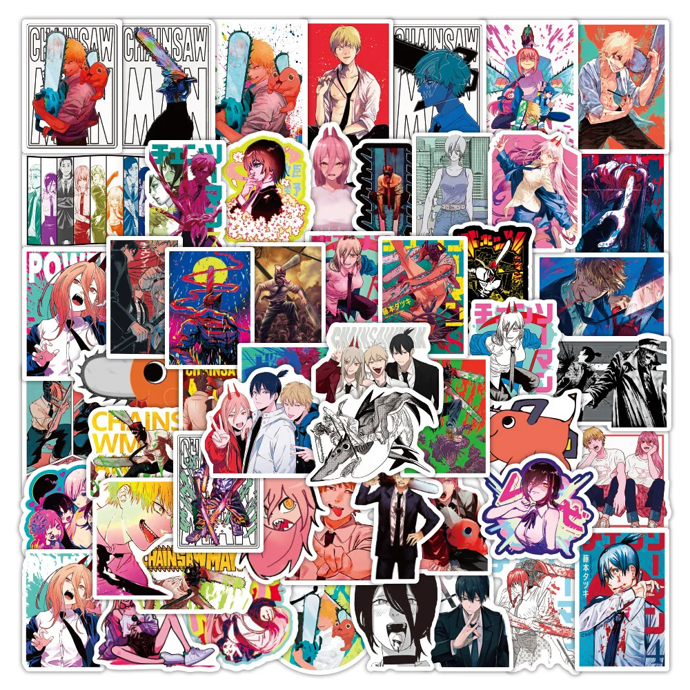 

10/30/50/100pcs Cool Chainsaw Man Anime Stickers DIY Phone Case Water Bottle Notebook Denji Makima Cartoon Manga Sticker Decals