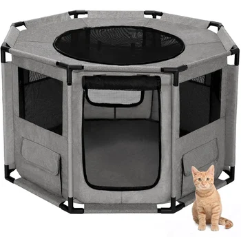 Puppy Playpen 120x120x64.5cm, Puppy Run Dog Playpen with Storage Bags,Cage with Waterproof Base, Animal Playpen Cats 1