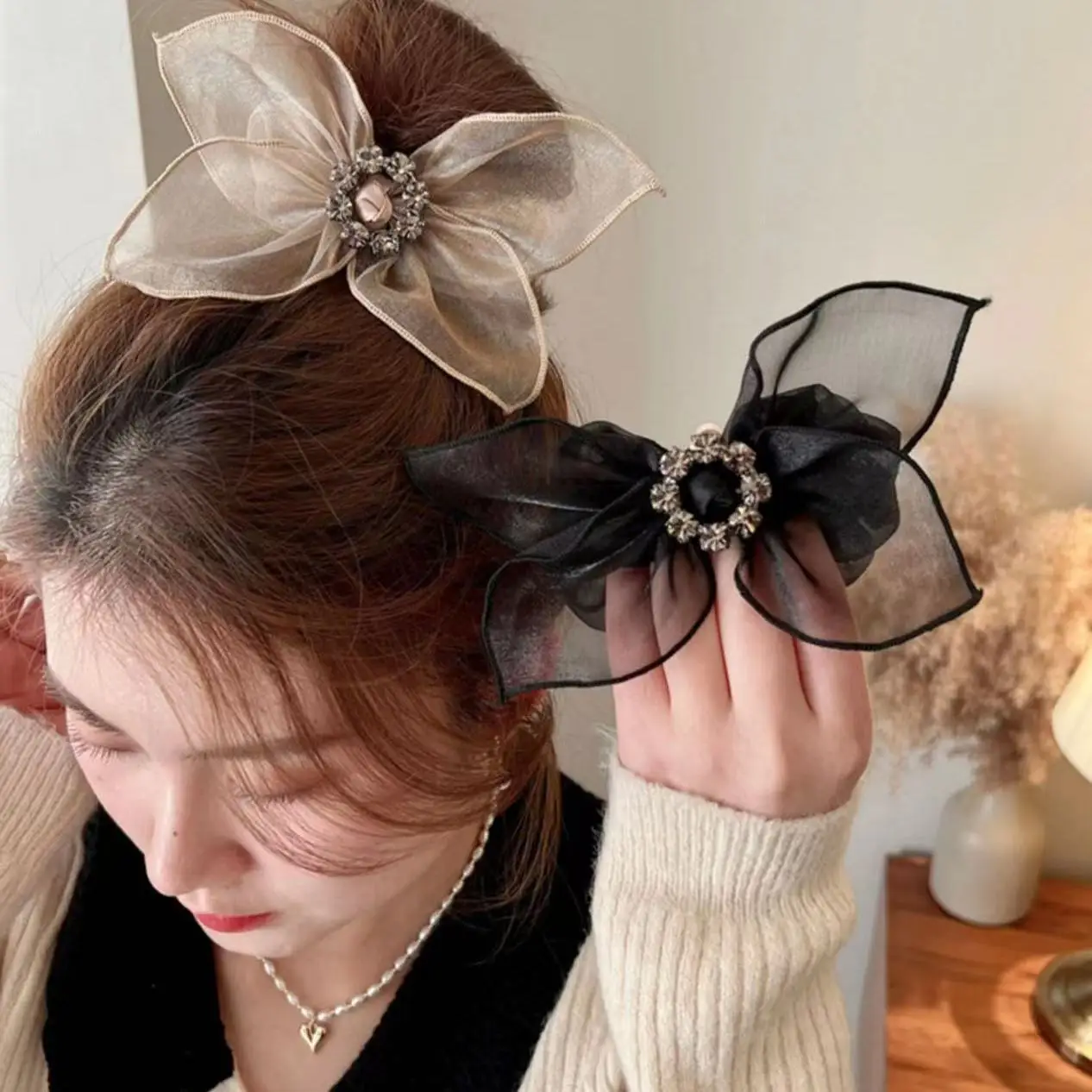 Sweet and cute bow hair ring South Korea Dongdaemun net red ins Sen tie tie head rubber band commuter headwear