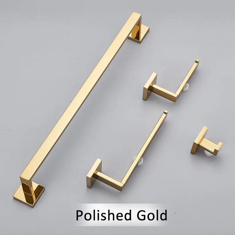 Set Di 5 Accessori Bagno In Oro Spazzolato - Portasciugamani
