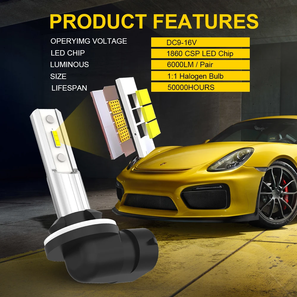BMTxms 2Pcs H27W LED 안개등 Canbus 기아 현대 I30 Tucson IX35 H27W/2 881 886 889 H27W/1 880 LED 안개등 자동차 DRL 램프