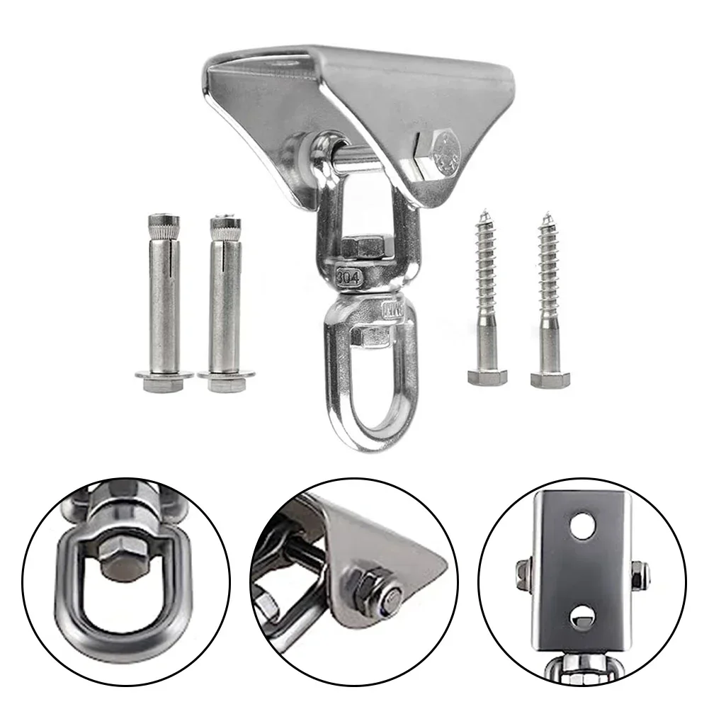 1set Ceiling Hook Set Swing Hook Stainless Steel Rotating Hanging Chair Hanging Bed Fixed Plate Swing Accessories
