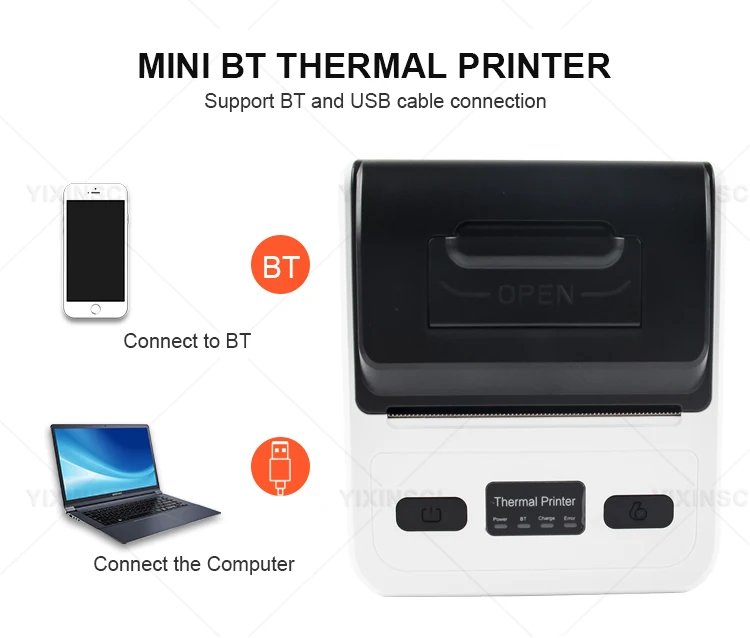 GOOJPRT 3 Inch 80mm Mini Portable Thermal Printer Easy To Use With POS Machine System Receipt Bluetooth Printer small portable printers for travel