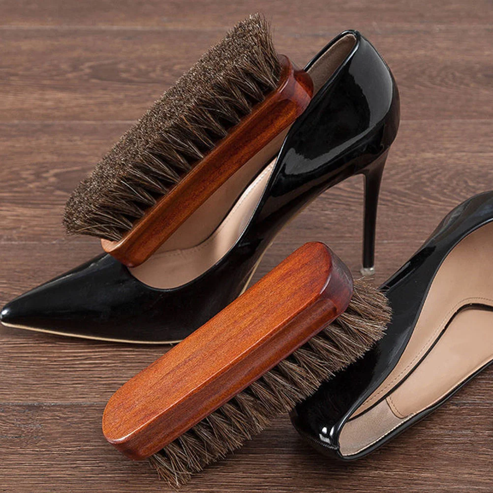 Horse Hair Brush Shoe Cleaner Laundry Horsehair Hats Cleaning Small Wood Kit for 2
