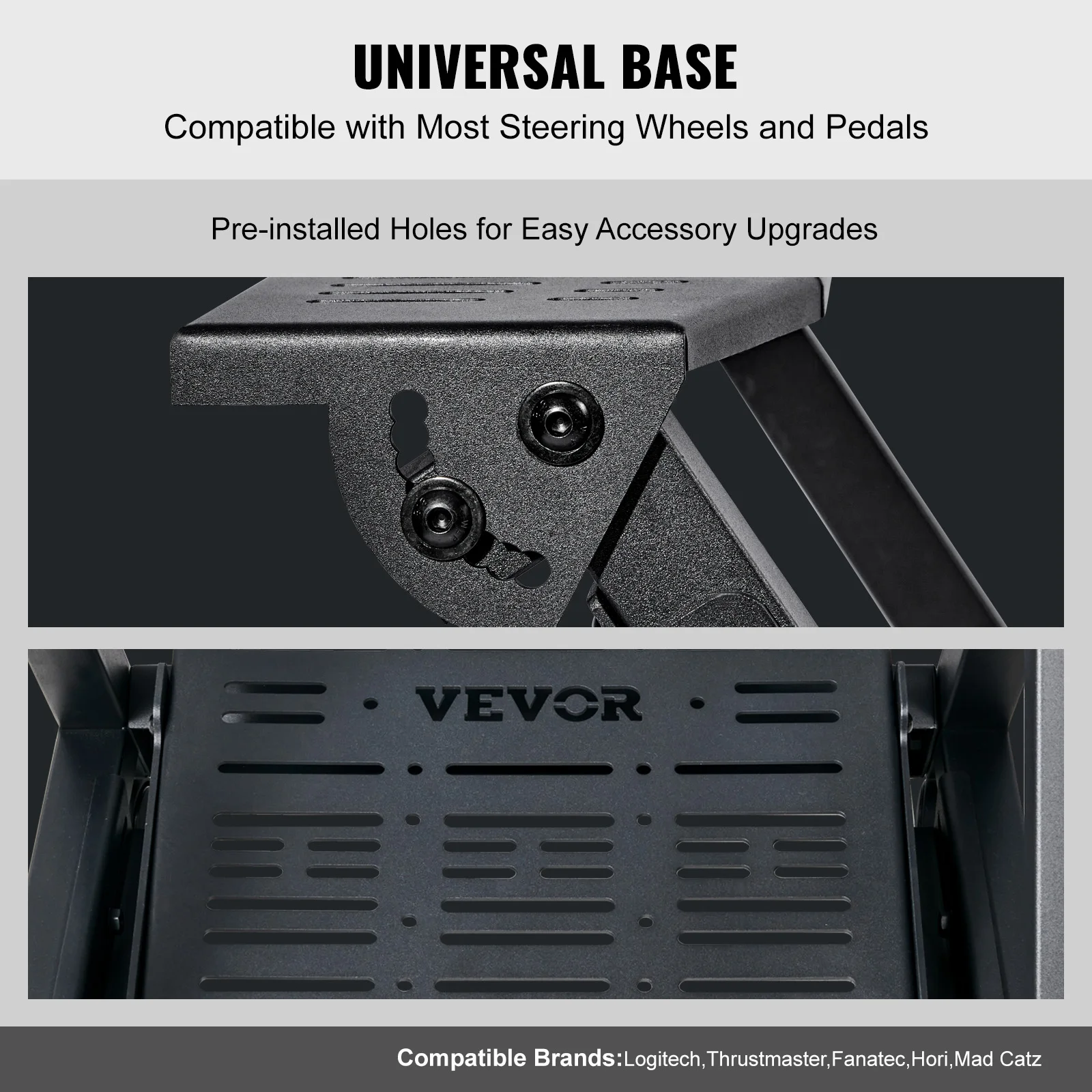 VEVOR Pre-installed Steering Racing Wheel Stand Universal Base Fit for Logitech/Thrustmaster/Fanatec Multi-Position Adjustable 2