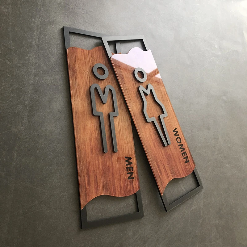 Imitation Wood Toilet Sign Bedroom Bathroom Door Signs House Number