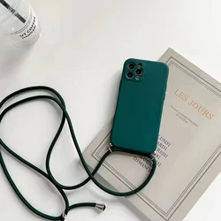 Luxury Crossbody Lanyard Silicone Phone Case with Necklace Rope Cord Cover - honor 400 Pro (Military green)