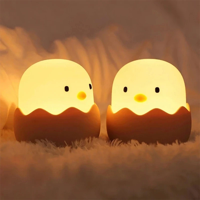 Led Night Light Night Light Led Night Lamp Led Children Touch Night Light Soft Silicone USB Rechargeable Bedroom Decor Gift Animal Egg Shell Chick Bedside Lamp