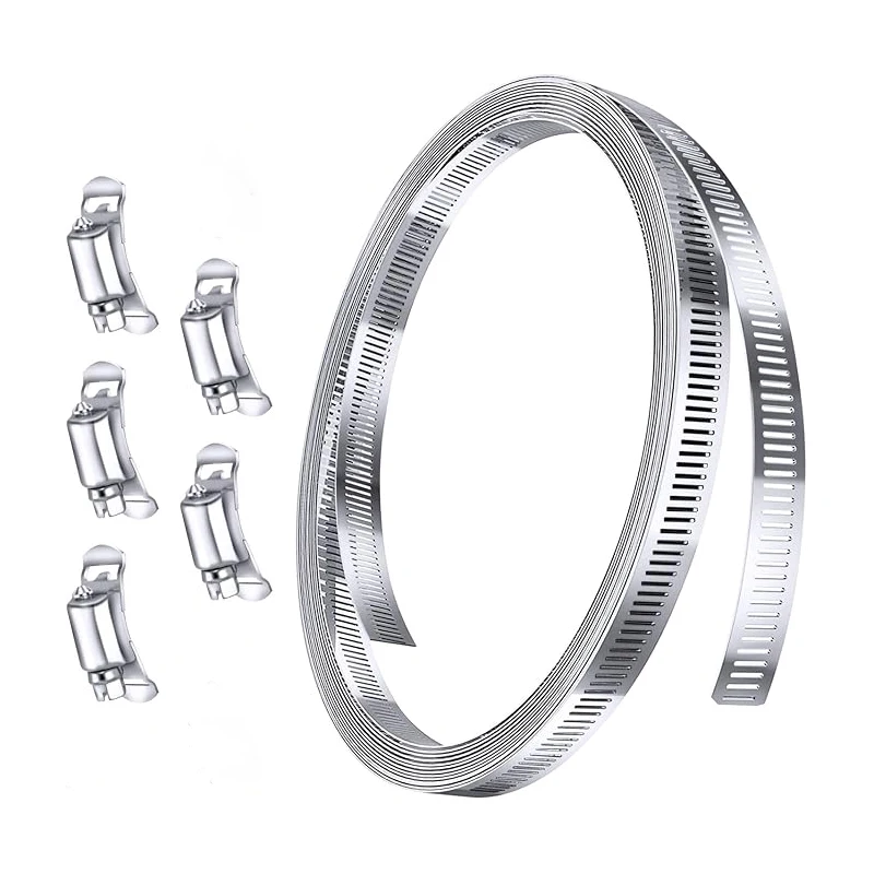 Hose Clamp Kit 6.5ft+5fasteners 304 stainless steel hose clamp adjustable pipe ducting hose clamp diy screw band with fasteners worm gear clip