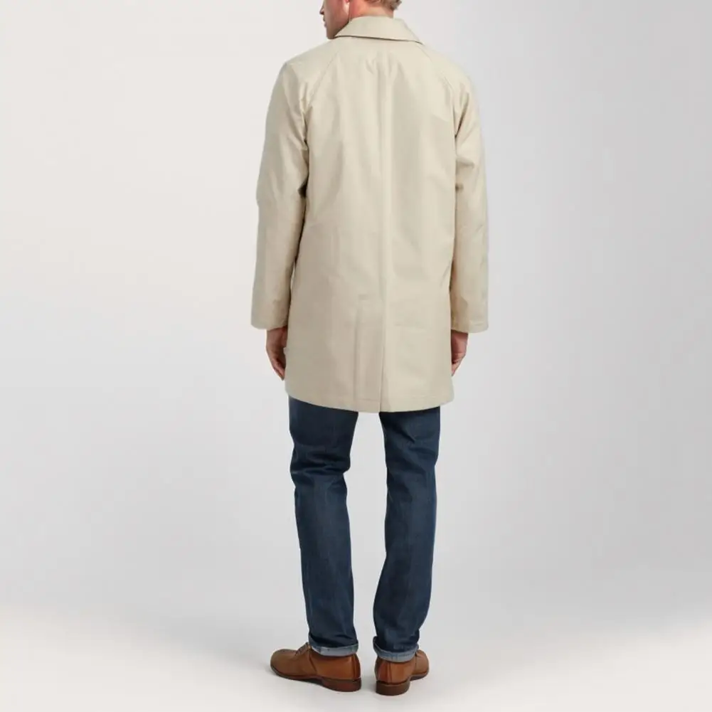 Lapel Windbreaker Stylish Men's Windbreaker Trench Coat with Lapel Collar Pockets Long Sleeve Single Breasted for Windproof