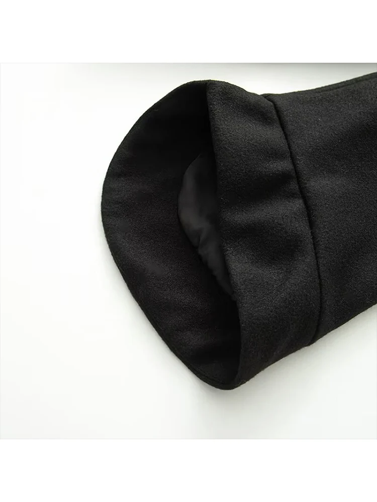 Winter Short Woolen Jackets For Women 2025 New Fashion Notched Collar Double Breasted Loose Batwing Sleeve Coats Female